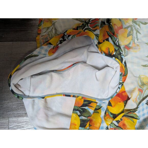 Torrid Gingham & orange fruit push up peplum skirt one piece swimsuit 2X Full - Picture 6 of 7